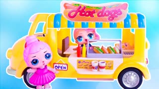 Dolls Play with Hotdog Food Cart